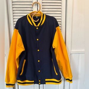 Amazon Men's Varsity Jacket in Navy and Yellow